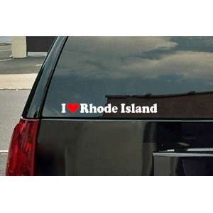   Love Rhode Island Vinyl Decal   White with a red heart: Automotive