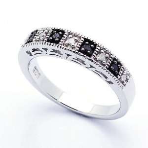   Wedding & Engagement Ring 0.12ctw White & Black Diamond Wedding Band