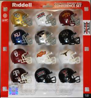 NCAA New BIG 12 Set of Revolution Pocket Pro Helmets  