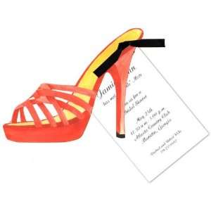   Strappy Red High Heel with black Ribbon Invitation