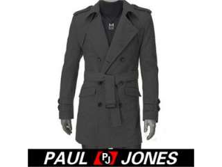 Mens Slim Fitted D Breasted Trench Coat long Jacket Overcoat Peacoat 
