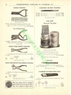 1917 Ticket Punch Leather Tool Punch Riveter Catalog Ad  