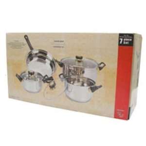   STEEL COOKWARE SET WITH GLASS LIDS, POTS AND PANS