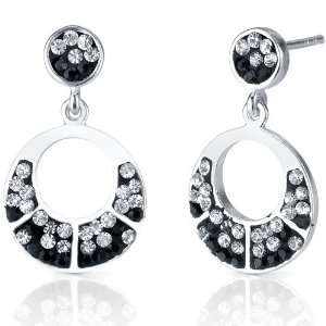 Moon Shine Sterling Silver Rhodium Finish Dangle Earrings with 