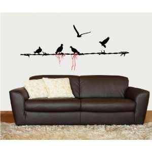   : Removable Wall Decals  Two bleeding birds on wire: Home Improvement