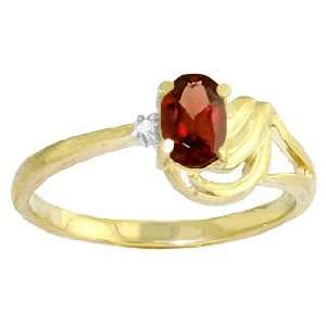    14K. SOLID GOLD RING WITH NATURAL DIAMOND & GARNET 