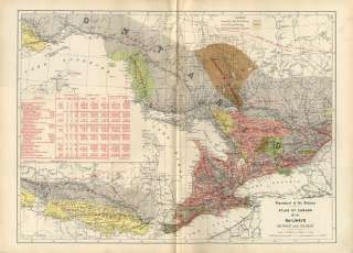 Large Rare 1906 Atlas of Canada Map: RAILWAYS in QUEBEC & ONTARIO 