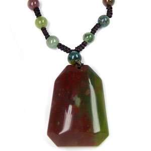  Traditional Chinese Bloodstone Crystal Necklace 