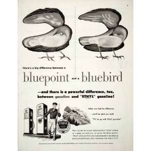 1951 Ad Bluepoint Bluebird Ethyl Gasoline Pump Man Car Service Station 