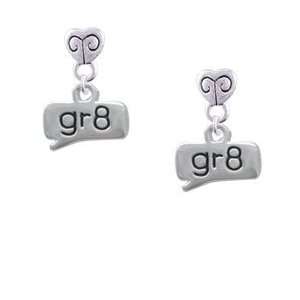  gr8   Great   Text Chat   Silver Plated Mini Heart Charm 