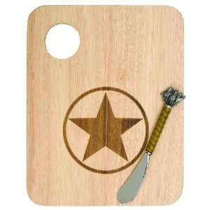 Texas Western Star Wood Serving Board and Spreader Set  