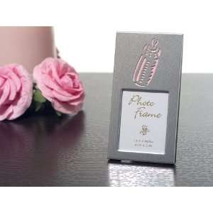  Silver Photo Frame w/ Pink Baby Bottle: Baby