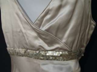 Maria Bianca Nero Silvery Gray Silk Evening Dress/Gown,szL. Side Zip 