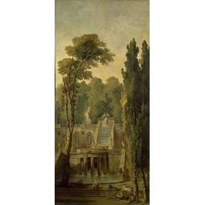   Hubert Robert   24 x 52 inches   Landscape with a Terrace and Cascade