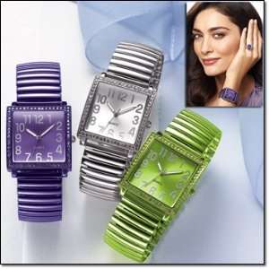  Metallic Square Expansion Watch   GREEN Beauty