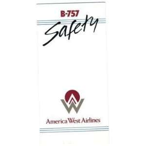  America West Airlines Boeing 757 Safety Card 1987 