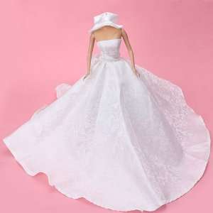   Princess Wedding Gown Dress w/ Hat for Barbie Doll White: Toys & Games