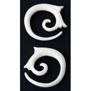   10g Bone Spiral Floral Plug (White)   2.5mm   Pair Jewelry