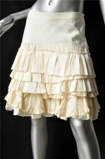 CHLOE Cream *SILK* Ruffle Tier Layered Knee Length Skirt NEW TAG $ 