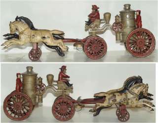  CAST IRON FIRE PUMPER #868 THREE HORSE DRAWN TEAM REAL NICE TOY  