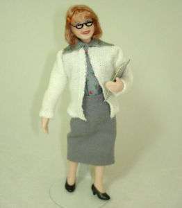 Artisan Dollhouse Doll Blonde Teacher in White Sweater  
