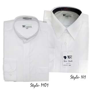 Mens Tdc Collection Pointed / Mandarin Collar White Dress Shirt All 