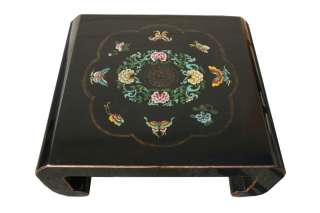 Black Piano Painted Lacquer Floral Coffee Table y528  