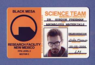 Black Mesa Research Facility ID Card Gordon Freeman  