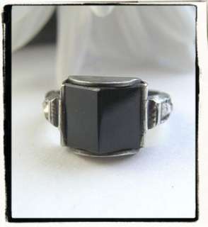   VICTORIAN STERLING SILVER 925 BLACK MOURNING BABY RING 3.5  