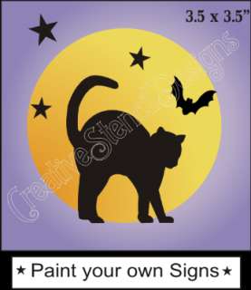  ~ Scaredy Black Cat with full Moon, Stars and Bat in a topper design 