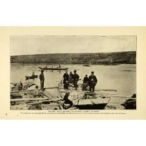  1906 Print Athabaska River Trading Boats Alberta Canada 