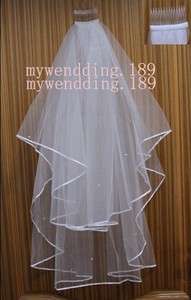 White and ivory wedding veil / bridal veil / beads + comb / Free 