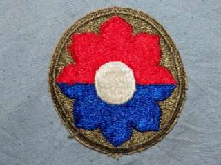 PATCH WW2 US ARMY 9TH INFANTRY DIVISION AS REMOVED SALTY ORIGINAL 