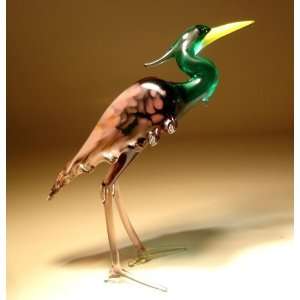  Blown Glass Art Bird Figurine Stork HERON: Home & Kitchen