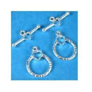 Sterling Silver Heart Toggle Clasps Bracelet Parts:  Home 