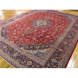   136 Red Persian Hand Knotted Wool Kashan Rug: Furniture & Decor