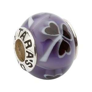  Taras Diary Purple Shamrock Glass Bead   TD56 Jewelry