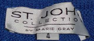 ST JOHN Royal Blue Santana Knit Pleated Pants   Size 4  