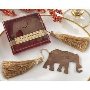  Lucky Elephant Metal Bookmark with Elegant Gold Silk 