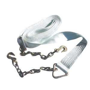White 2 x 25 12,000 lbs Breaking Strength Recovery Strap with Chain 