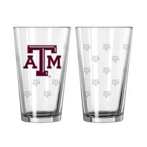  Texas A&M Aggies TAMU NCAA Satin Etch Pint Glass Set 