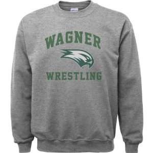 Wagner Seahawks Sport Grey Varsity Washed Wrestling Arch Crewneck 