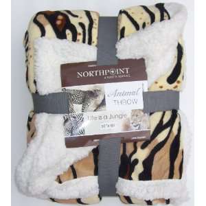   Safari Animal Blanket, CREAM Tiger Print (50 x 60 Inches): Home