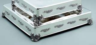 18 SILVER Wedding Cake STACKED SQUARE TABLEAU/STAND NEW  