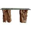 Glass Top Tree Trunk Base Dining Table   89208  