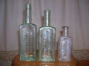 Three Different 1890s Embossed Michigan Druggist Bottles  