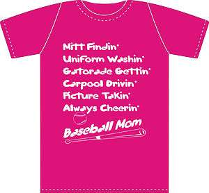 Mitt Findin Baseball Mom T Shirt   Pink **Cute**  