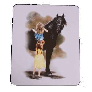  Black Percheron Horse and Two Girls Mouse Pad: Everything 