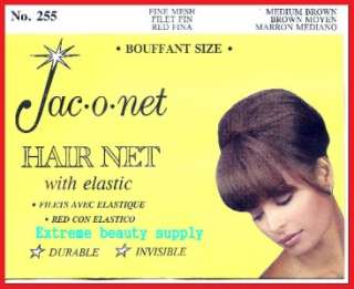 Jac O Net Bouffant Invisible fine Hair Net medium brown  