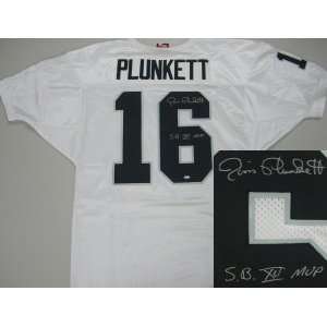  Autographed Jim Plunkett Uniform   Wilson White SBXVMVP 